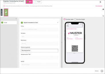 Individualising vCard